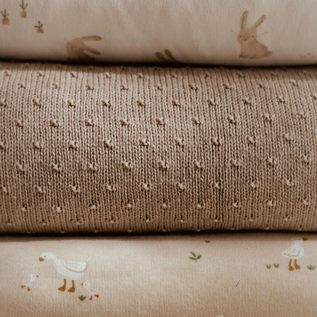 Little Dutch - Knitted Bassinet Blanket - Pure Soft Beige - Mabel & Fox