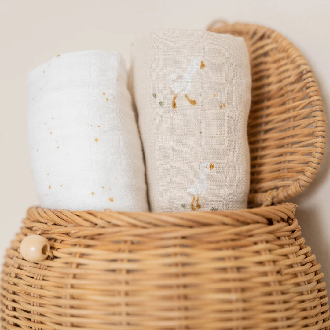 Little Dutch - Swaddle Muslin Set - Little Goose (2 Pack) - Mabel & Fox