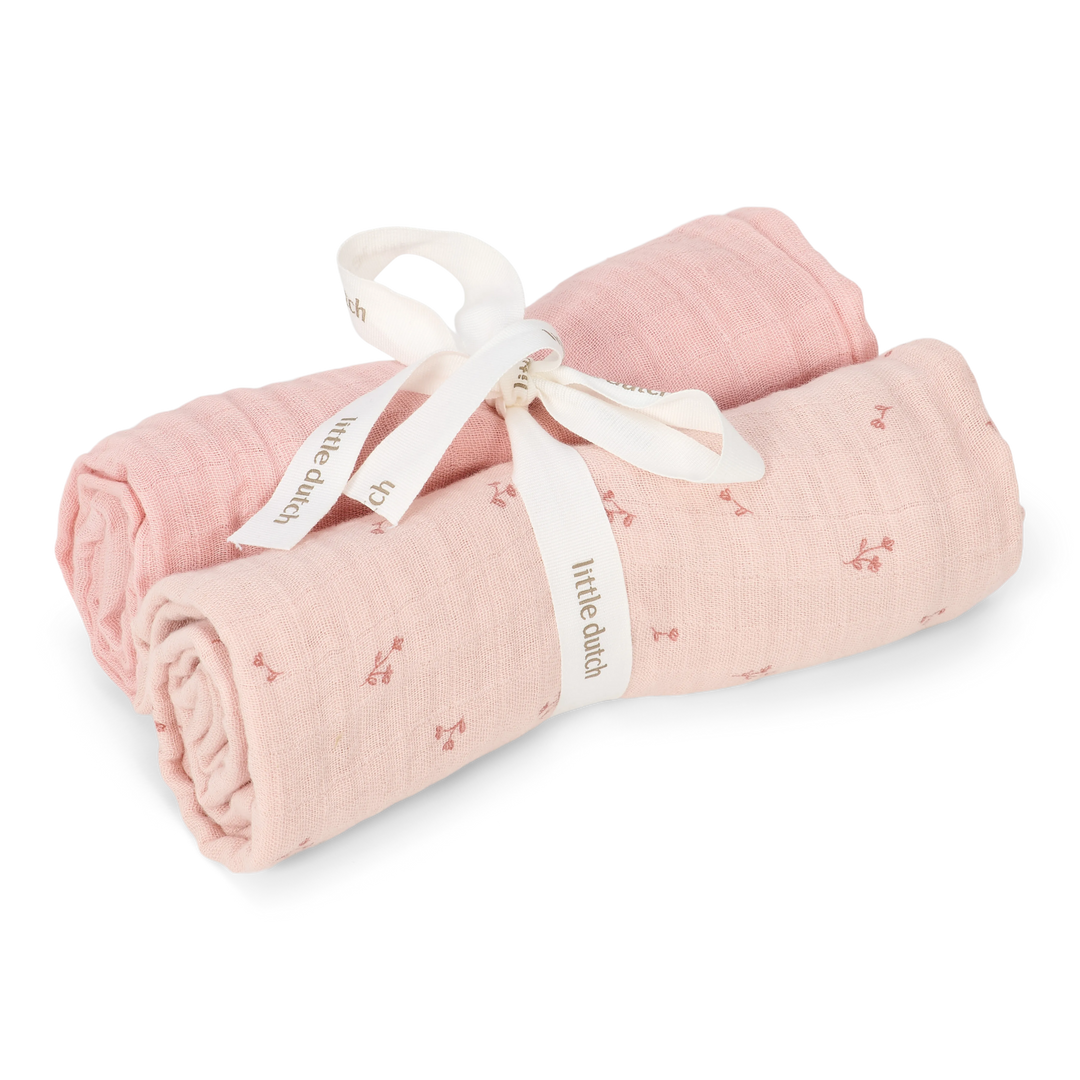 Little Dutch - Swaddle Muslin Set - Pure Blossom (2 Pack) - Mabel & Fox