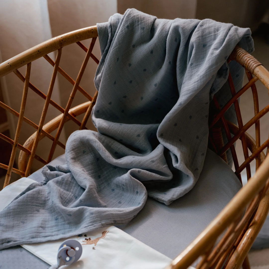 Little Dutch - Swaddle Muslin Set - Pure Denim Blue (2 Pack) - Mabel & Fox