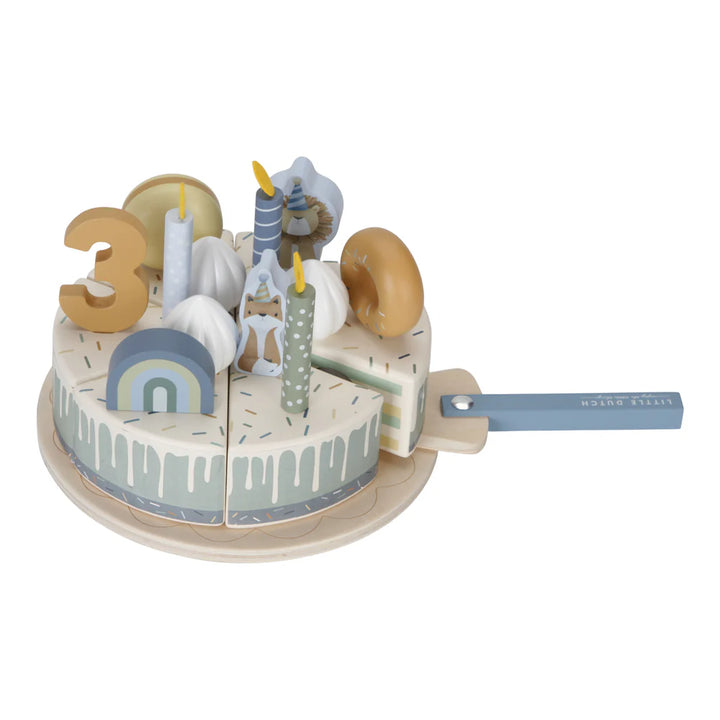 Little Dutch - Wooden Birthday Cake - Blue - Mabel & Fox
