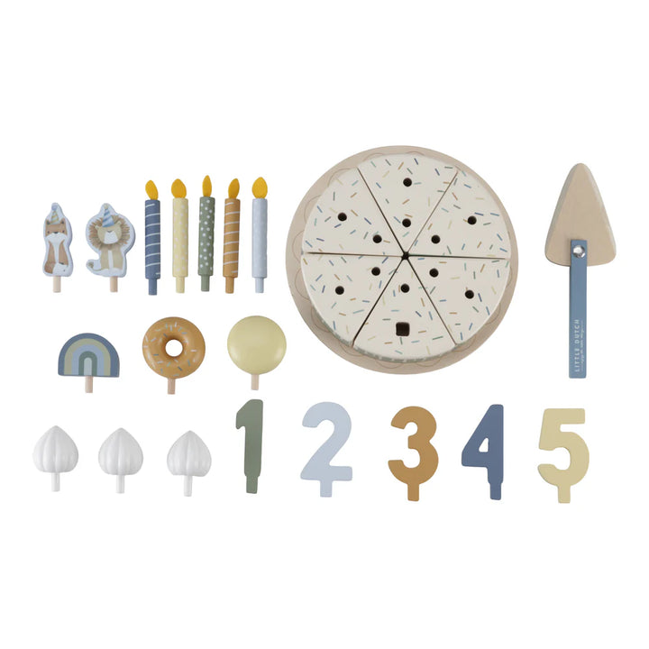 Little Dutch - Wooden Birthday Cake - Blue - Mabel & Fox