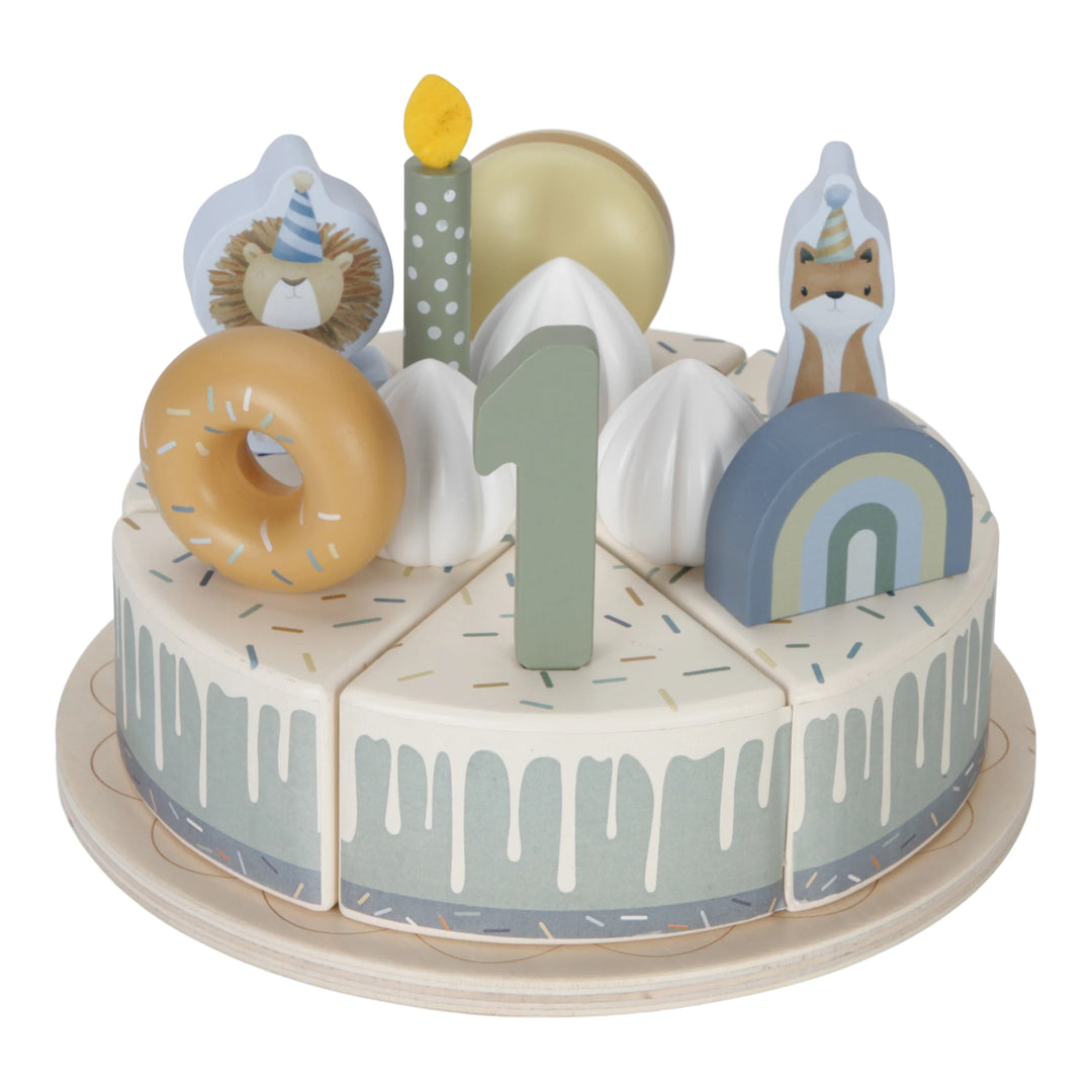 Little Dutch - Wooden Birthday Cake - Blue - Mabel & Fox