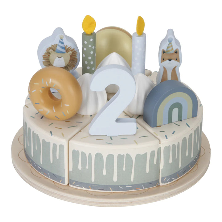 Little Dutch - Wooden Birthday Cake - Blue - Mabel & Fox