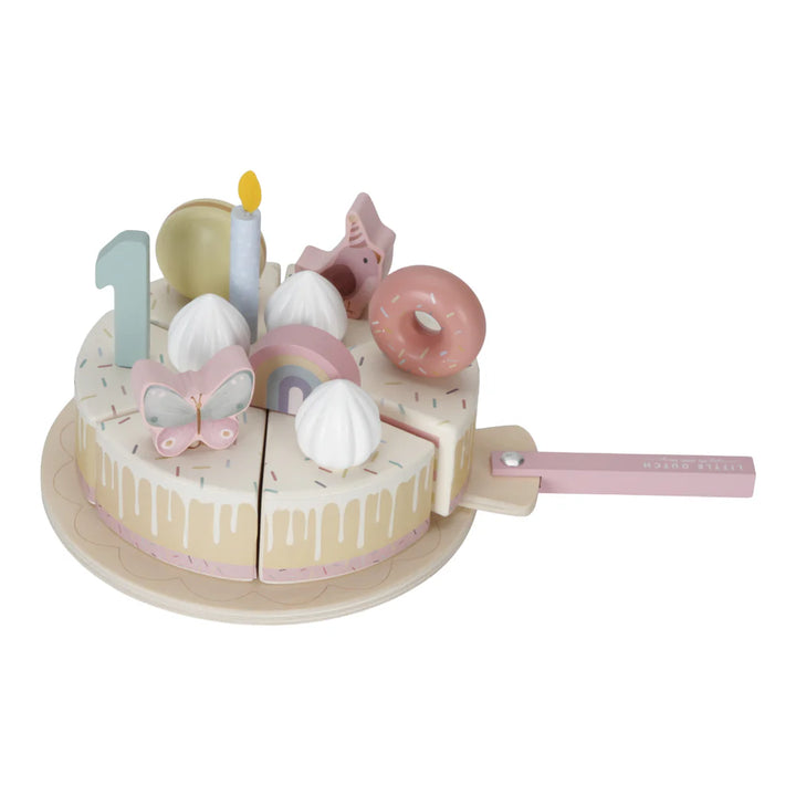 Little Dutch - Wooden Birthday Cake - Pink - Mabel & Fox
