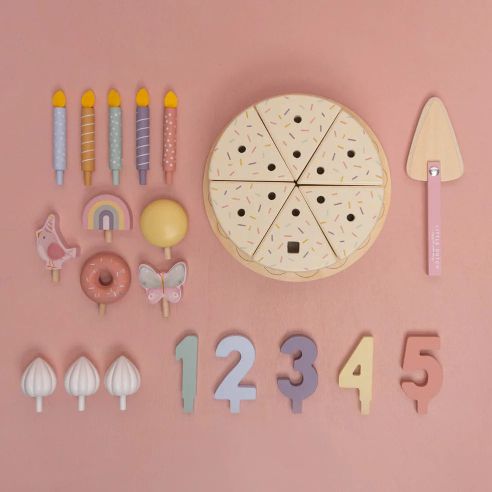 Little Dutch - Wooden Birthday Cake - Pink - Mabel & Fox