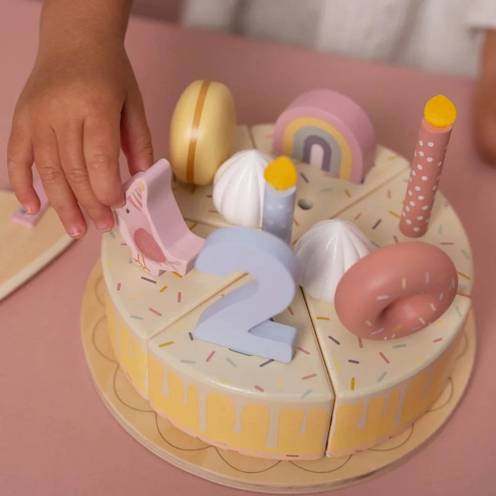 Little Dutch - Wooden Birthday Cake - Pink - Mabel & Fox