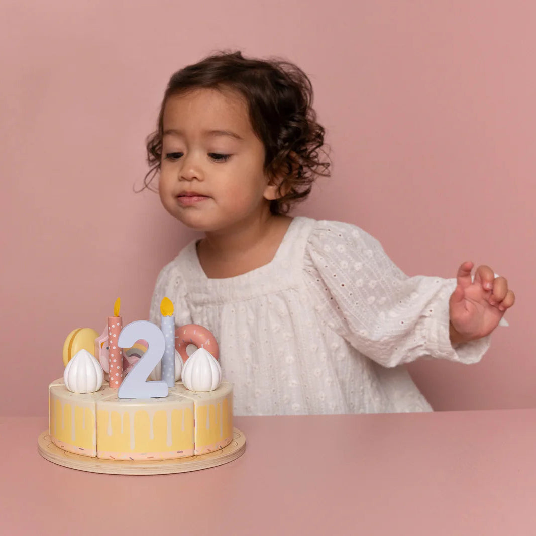 Little Dutch - Wooden Birthday Cake - Pink - Mabel & Fox