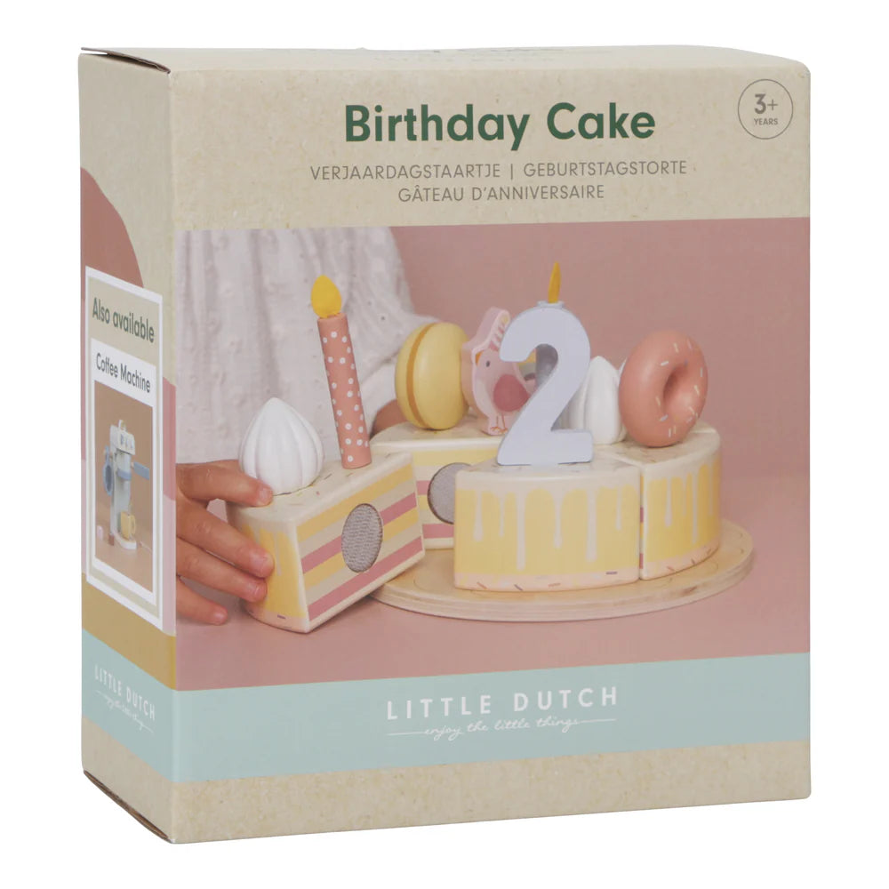 Little Dutch - Wooden Birthday Cake - Pink - Mabel & Fox