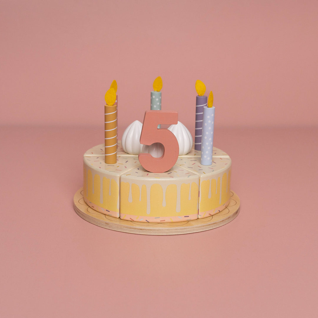 Little Dutch - Wooden Birthday Cake - Pink - Mabel & Fox