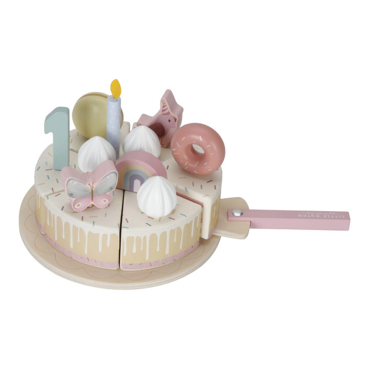 Little Dutch - Wooden Birthday Cake - Pink - Mabel & Fox