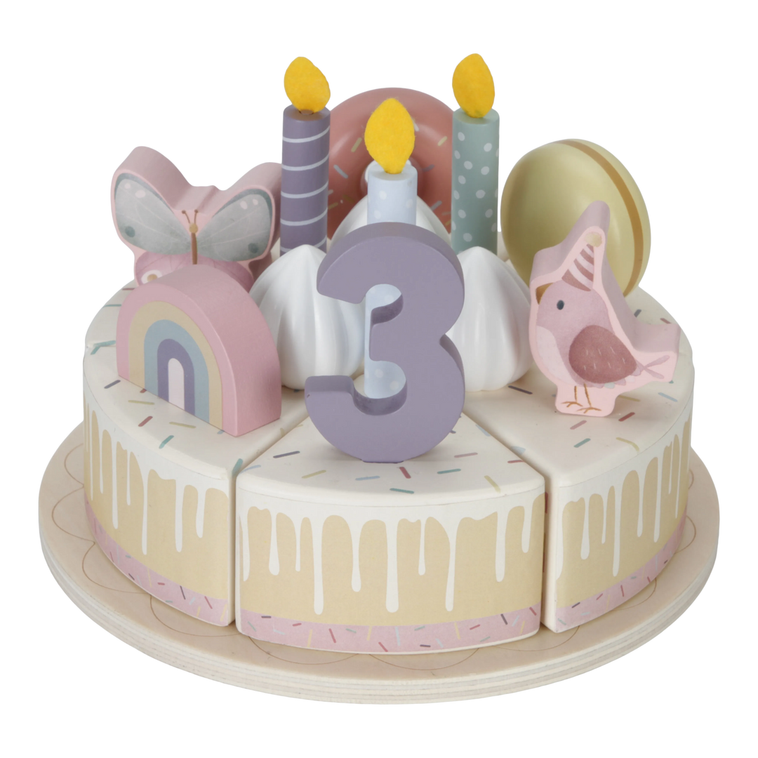 Little Dutch - Wooden Birthday Cake - Pink - Mabel & Fox