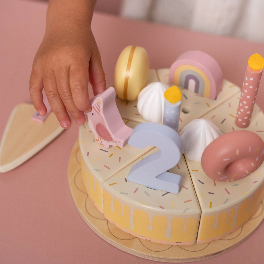 Little Dutch - Wooden Birthday Cake - Pink - Mabel & Fox