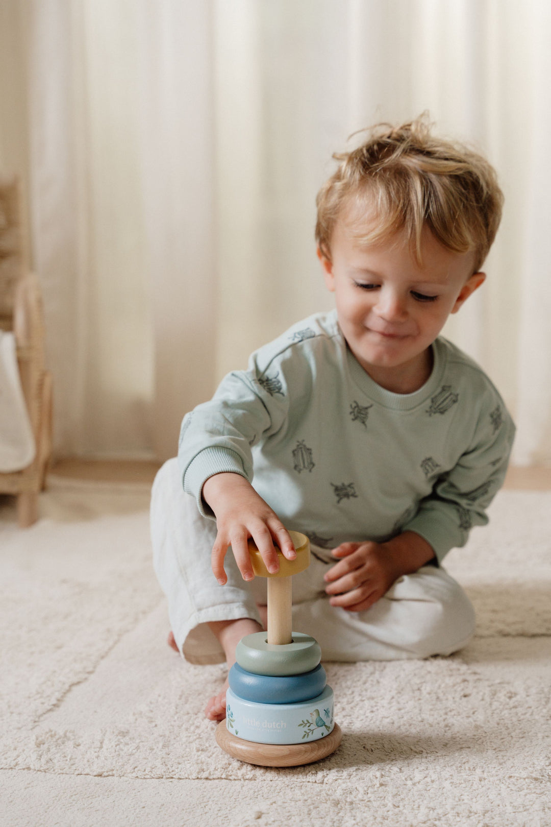 Little Dutch - Wooden Rocking Ring Stacker - Forest Friends - Mabel & Fox