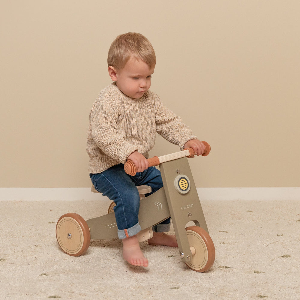 Little Dutch - Wooden Tricycle - Olive - Mabel & Fox