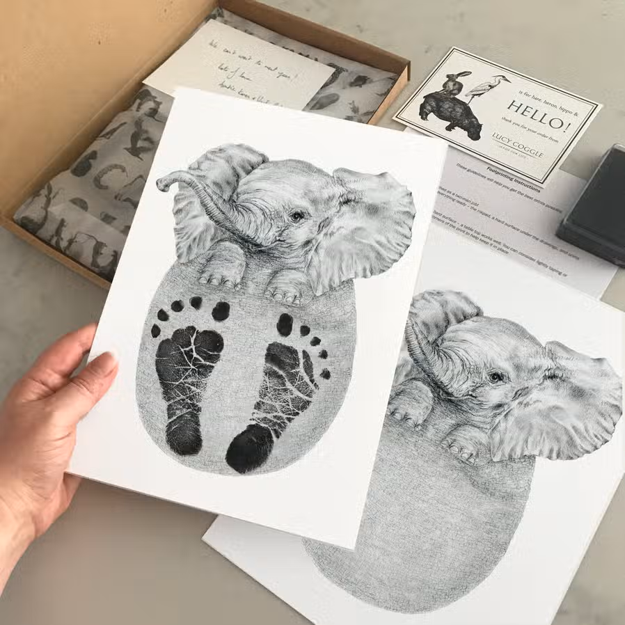 Lucy Coggle Designs - Baby Elephant Footprint Kit – Mabel & Fox