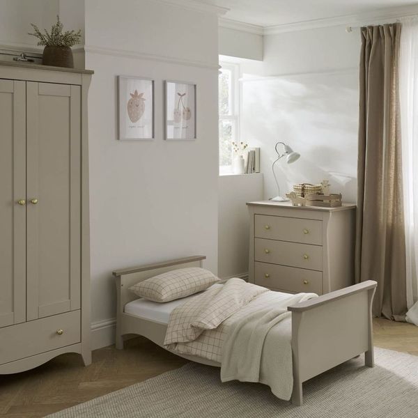 CuddleCo - Clara Cot Bed, Dresser Changer & Wardrobe - 3 Piece - Cashmere & Ash
