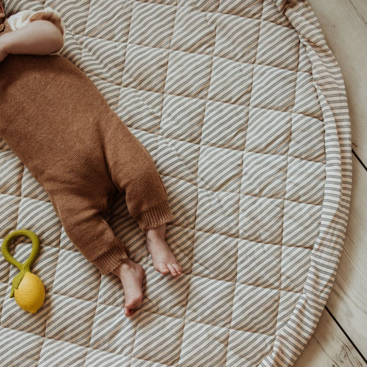 Play & Go - Soft Organic Playmat - Blue Stripes - Mabel & Fox