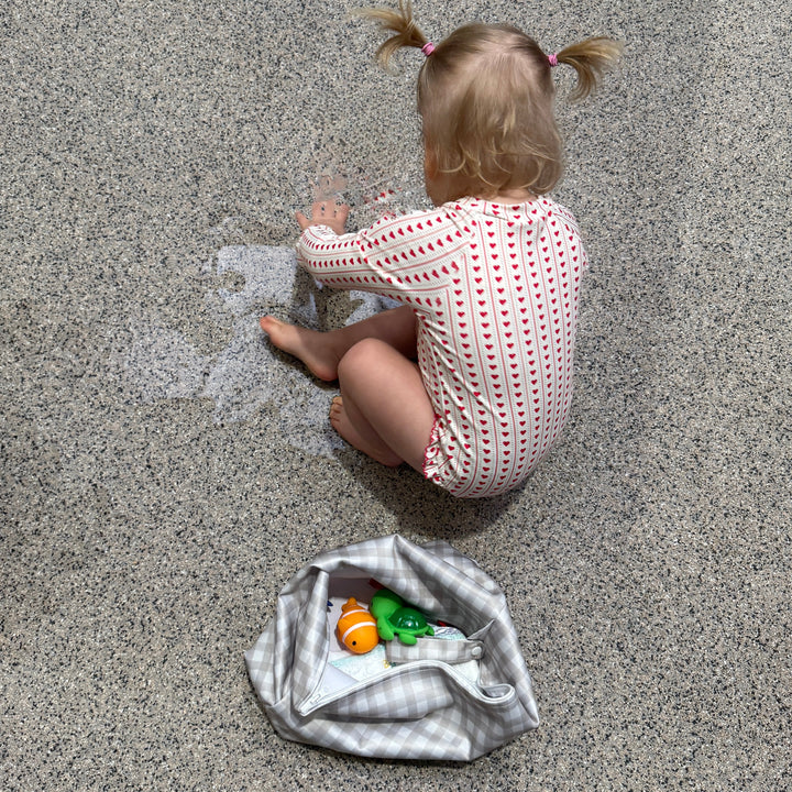 Mabel & Fox - 2 Pcs Wet Bag Set - Beige & Sage Gingham - Mabel & Fox