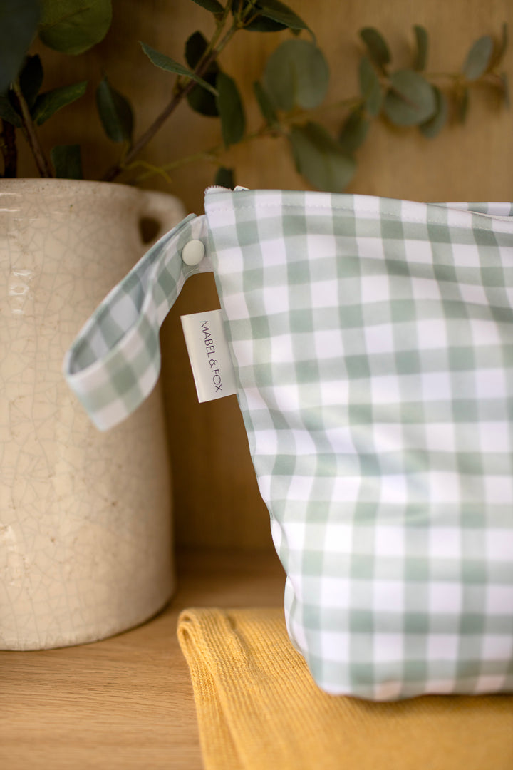 Mabel & Fox - 2 Pcs Wet Bag Set - Boho Safari & Sage Gingham - Mabel & Fox