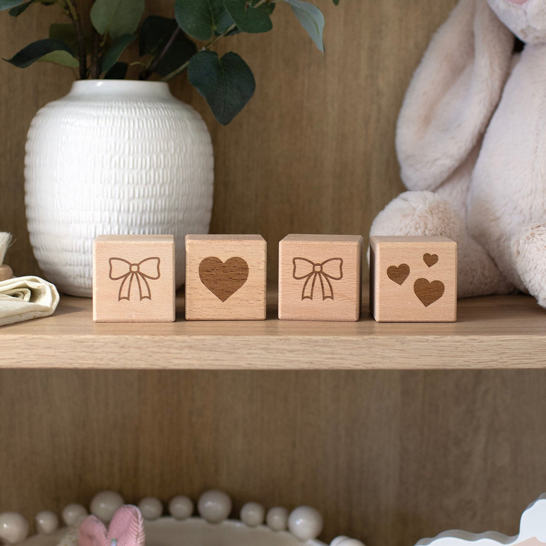 Mabel & Fox - 4 Pcs Wooden Block Set - Bow Cute - Mabel & Fox