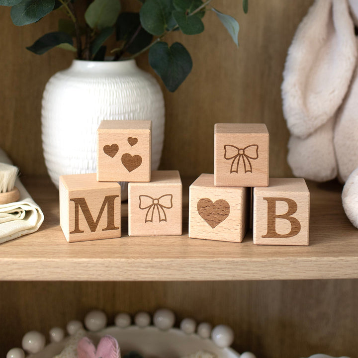 Mabel & Fox - 4 Pcs Wooden Block Set - Bow Cute - Mabel & Fox