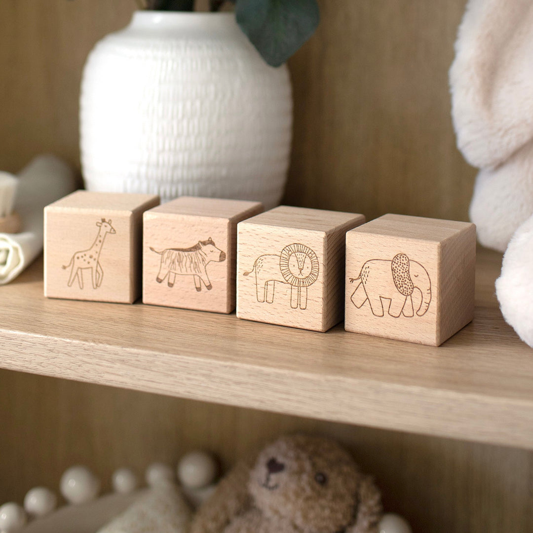 Mabel & Fox - 4 Pcs Wooden Block Set - Safari - Mabel & Fox