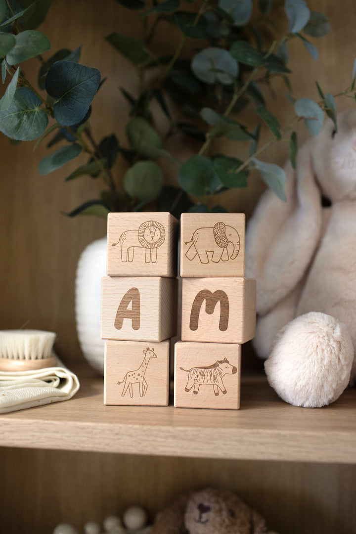Mabel & Fox - 4 Pcs Wooden Block Set - Safari - Mabel & Fox