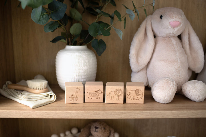 Mabel & Fox - 4 Pcs Wooden Block Set - Safari - Mabel & Fox
