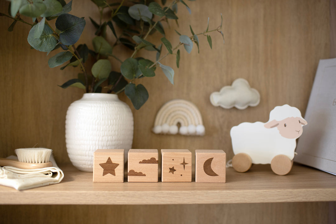 Mabel & Fox - 4 Pcs Wooden Block Set - Starry Night - Mabel & Fox