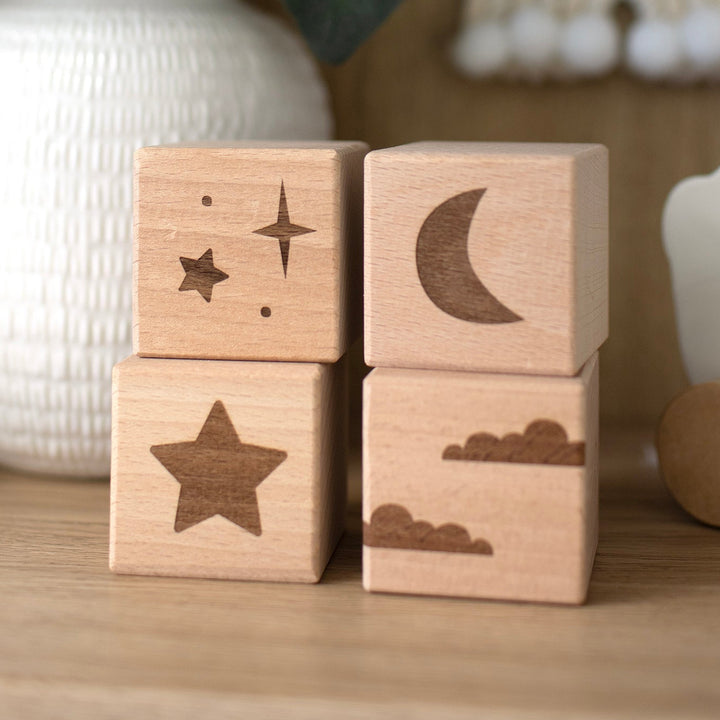 Mabel & Fox - 4 Pcs Wooden Block Set - Starry Night - Mabel & Fox