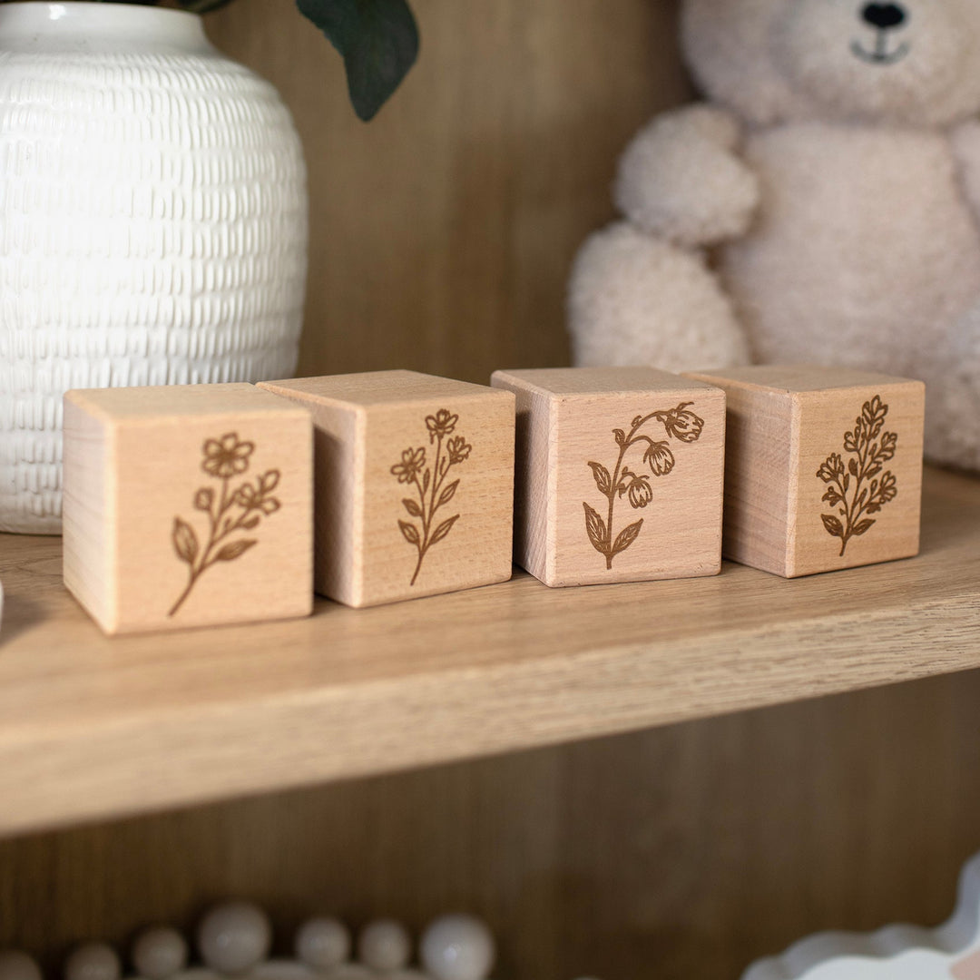 Mabel & Fox - 4 Pcs Wooden Block Set - Wildflower - Mabel & Fox