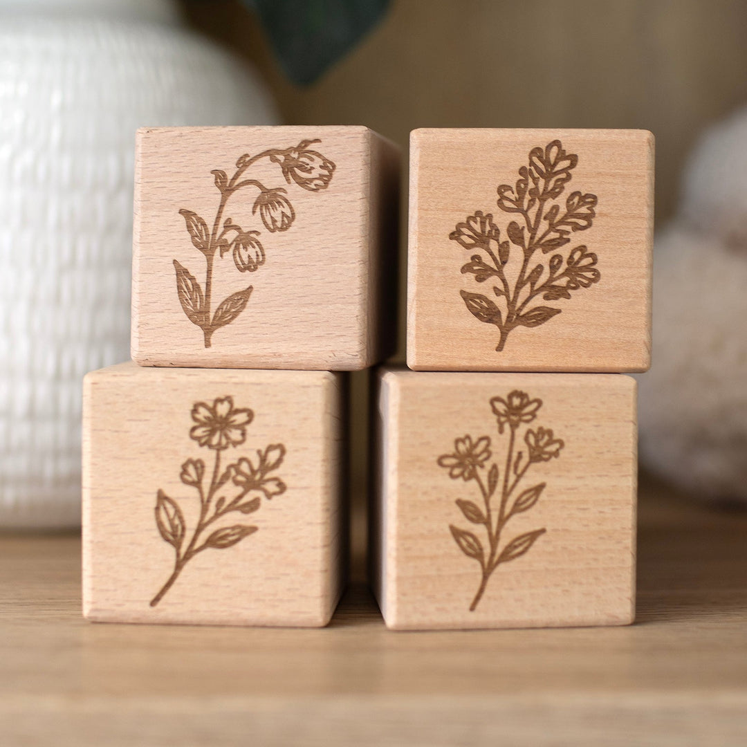 Mabel & Fox - 4 Pcs Wooden Block Set - Wildflower - Mabel & Fox