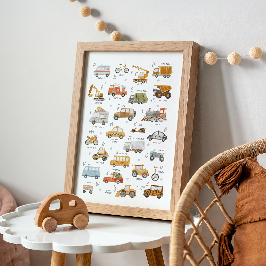 Mabel & Fox - Art Print - Vehicle Alphabet - Mabel & Fox