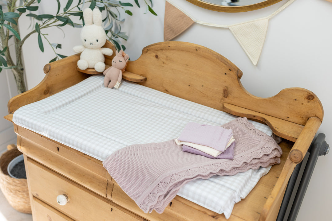 Mabel & Fox - Baby Changing Mat - Beige Gingham - Mabel & Fox