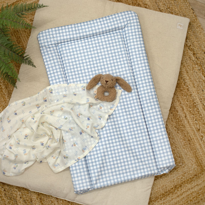 Mabel & Fox - Baby Changing Mat - Blue Gingham - Mabel & Fox