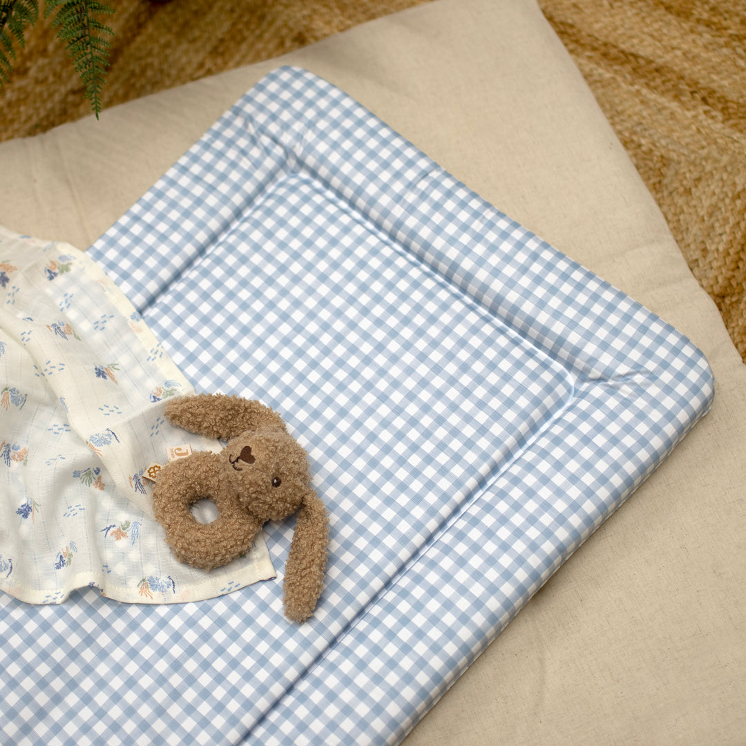 Mabel & Fox - Baby Changing Mat - Blue Gingham - Mabel & Fox