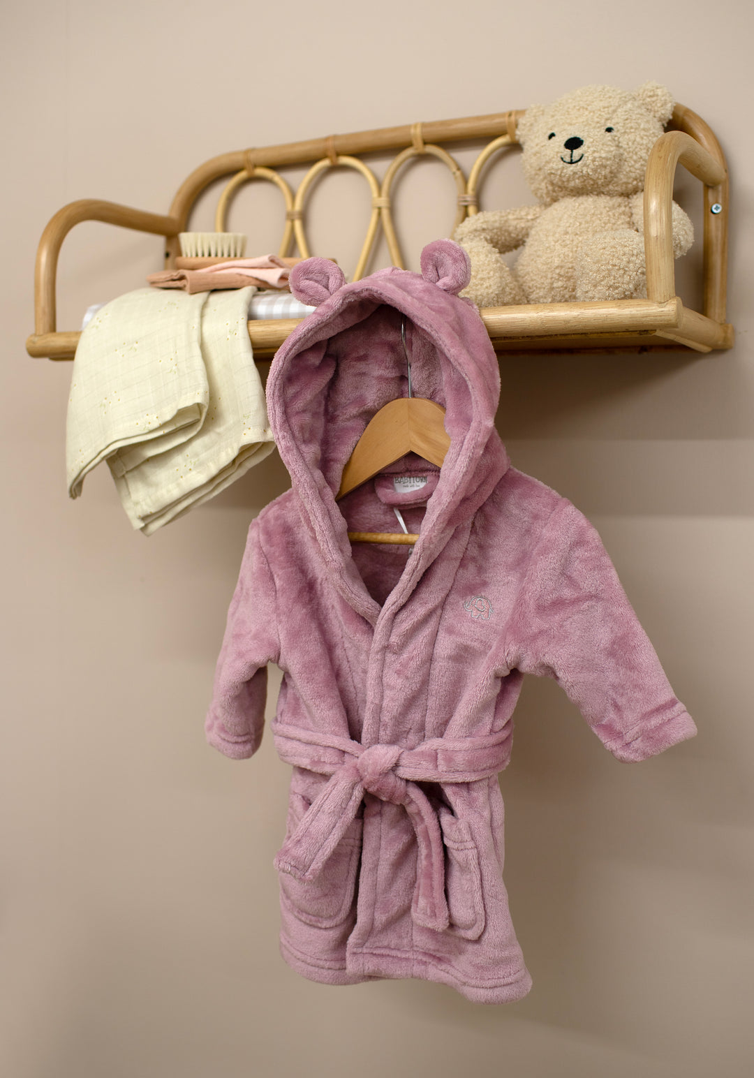 Mabel & Fox - Baby Hooded Dressing Gown - Dusky Pink - Mabel & Fox