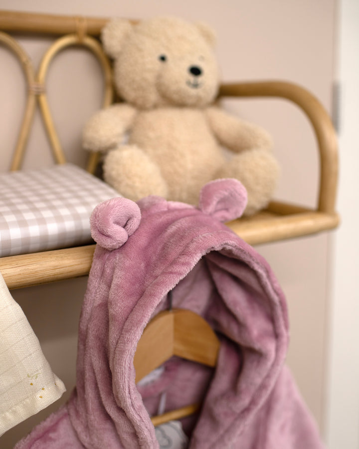 Mabel & Fox - Baby Hooded Dressing Gown - Dusky Pink - Mabel & Fox