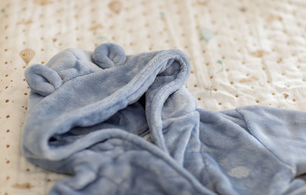 Mabel & Fox - Baby Hooded Dressing Gown - Dusty Blue - Mabel & Fox