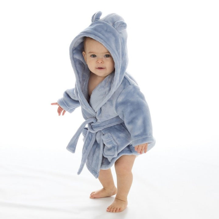 Mabel & Fox - Baby Hooded Dressing Gown - Dusty Blue - Mabel & Fox