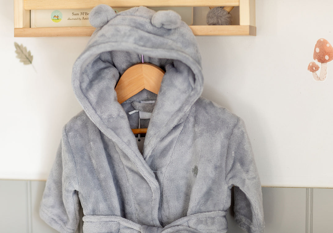 Mabel & Fox - Baby Hooded Dressing Gown - Grey Mabel & Fox - Baby Hooded Dressing Gown - Grey