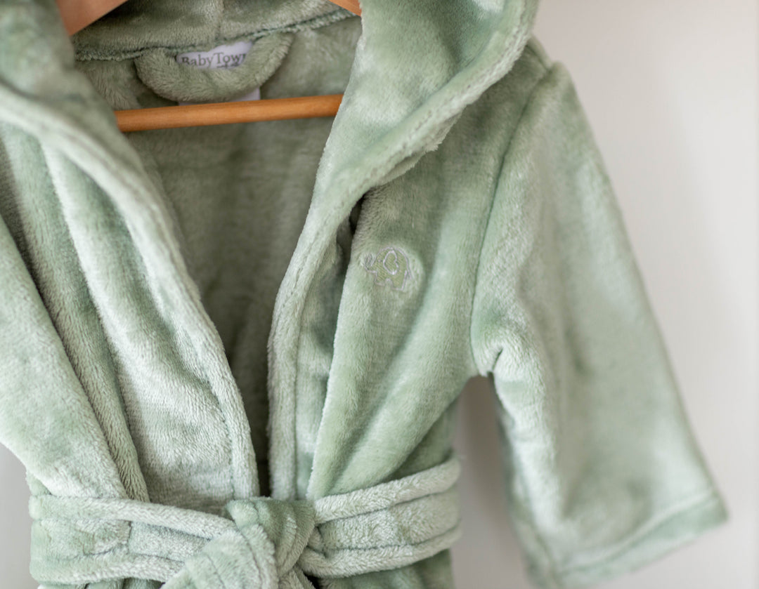 Mabel & Fox - Baby Hooded Dressing Gown - Sage Green - Mabel & Fox