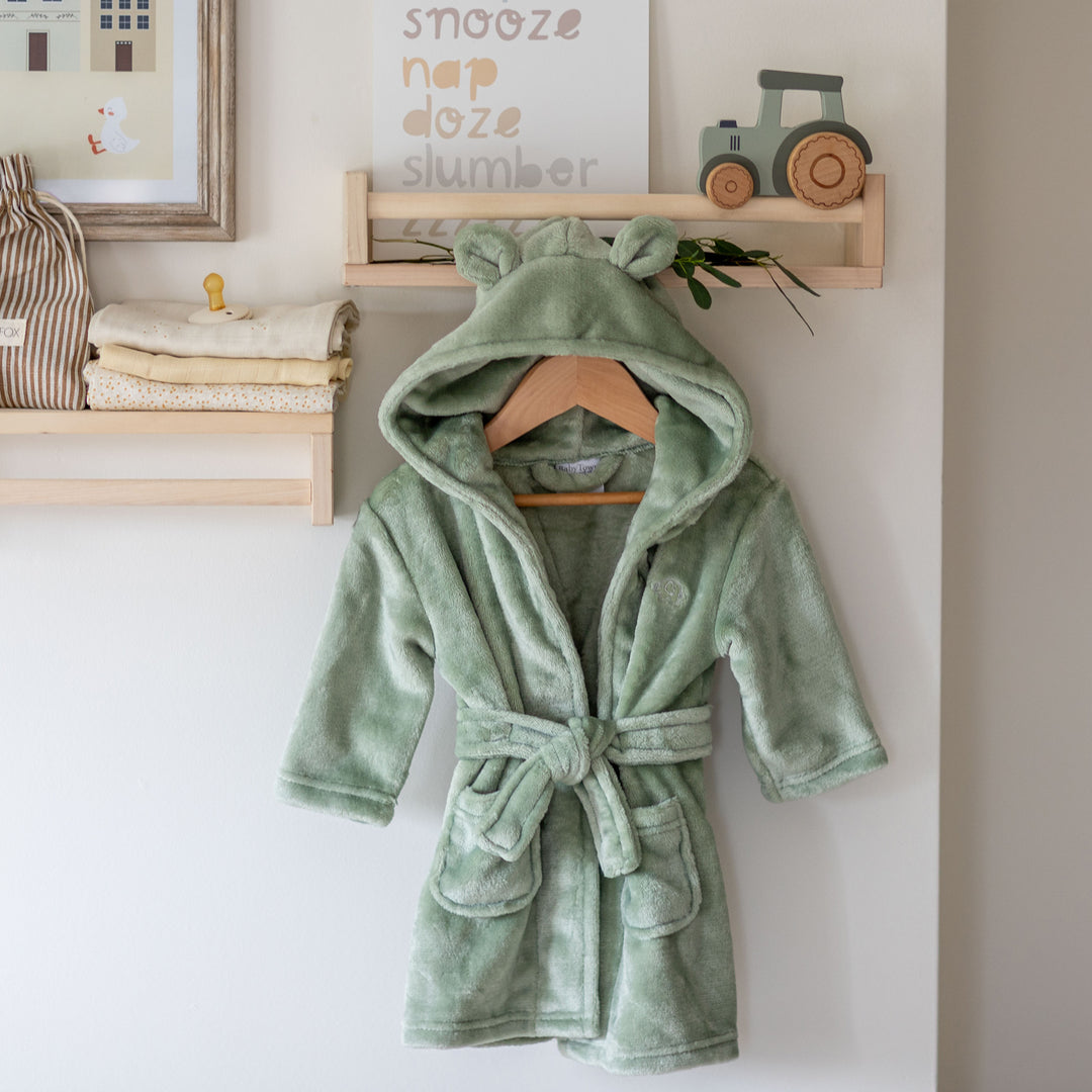 Mabel & Fox - Baby Hooded Dressing Gown - Sage Green - Mabel & Fox