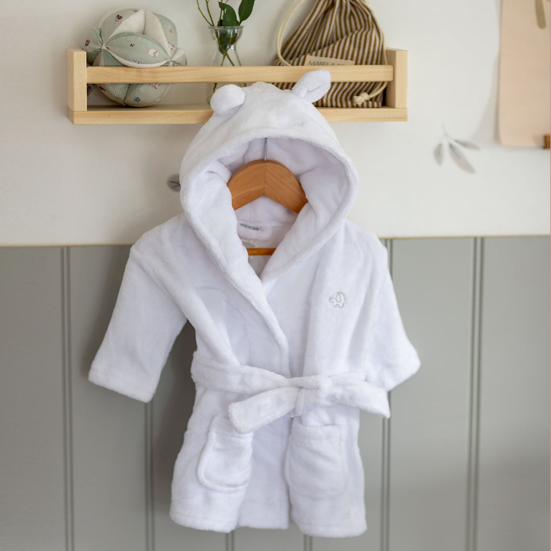 white dressing gown Mabel & Fox - Baby Hooded Dressing Gown