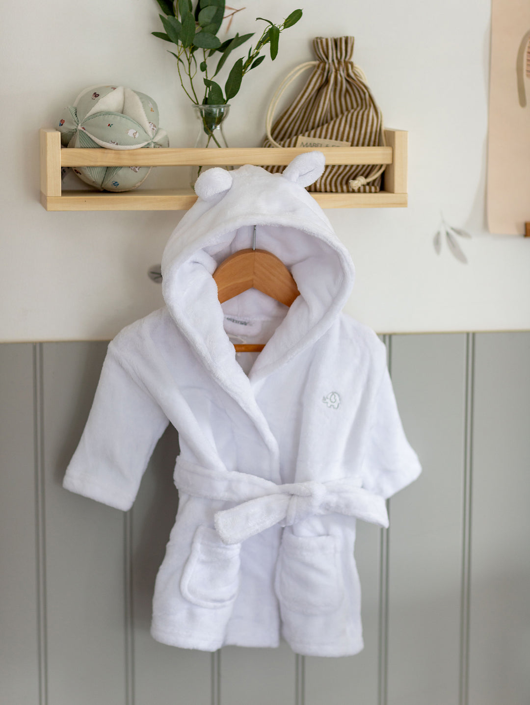 Mabel & Fox - Baby Hooded Dressing Gown - White - Mabel & Fox
