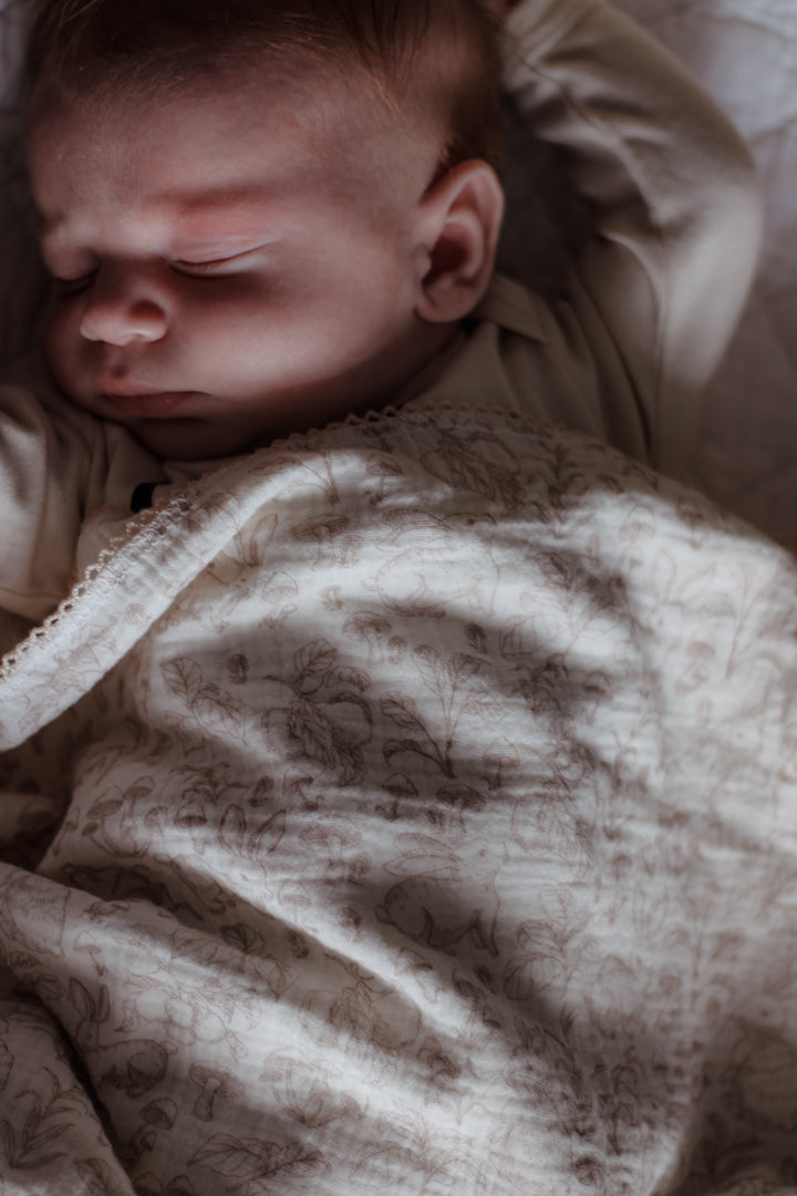 Mabel & Fox - Baby Muslin Cotton Blanket - Woodland Bunnies - Mabel & Fox