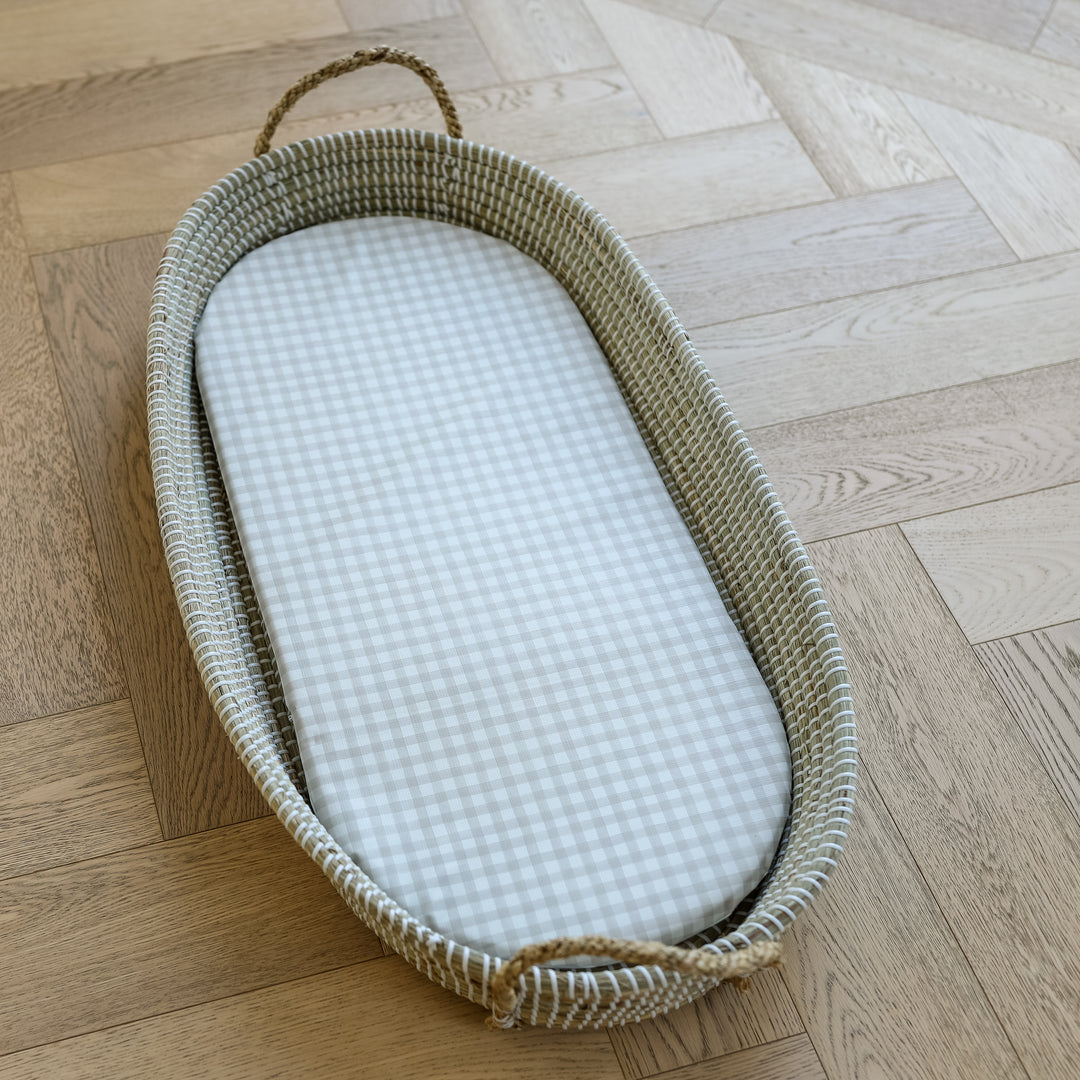 Mabel & Fox -  Basket Changing Mat - Beige Gingham - Mabel & Fox