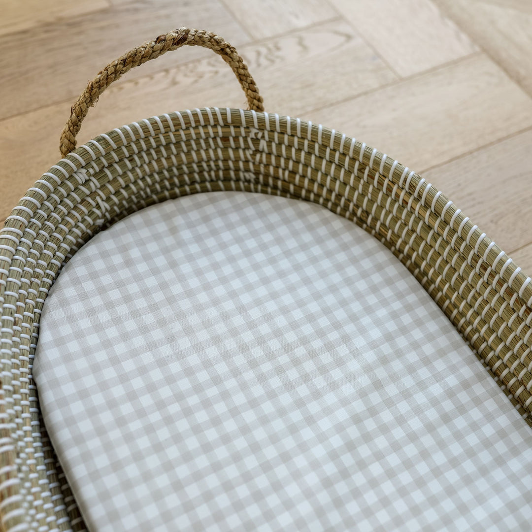 Mabel & Fox -  Basket Changing Mat - Beige Gingham - Mabel & Fox