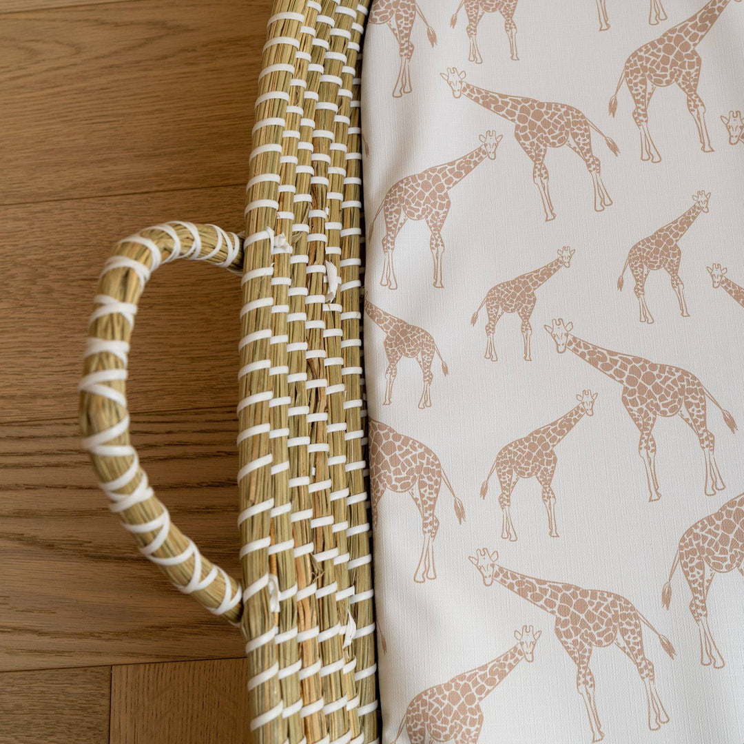 Mabel & Fox -  Basket Changing Mat - Beige Giraffe - Mabel & Fox